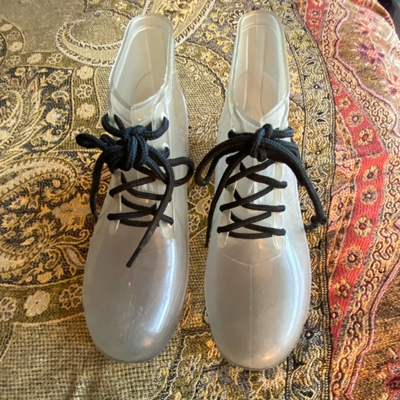 Urban Outfitters Shoes - Jelly Ankle Boots Clear & Black Laces size Woman’s 9
